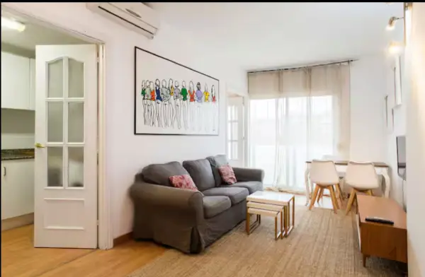 Bright student apartment living room in Carrer de Tordera Barcelona