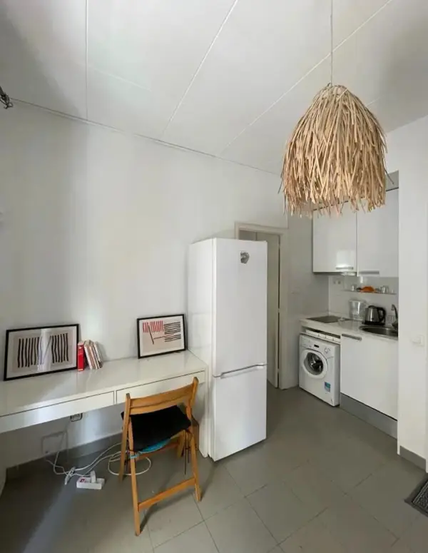 Bright student apartment in La Barceloneta Barcelona with balcony air conditioning and furnished interiors