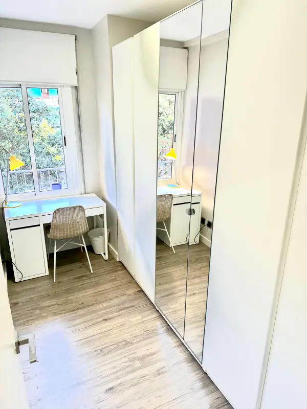 Bright student apartment in Les Corts Barcelona with balcony natural light and furnished interiors