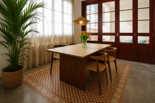 Modern student apartment in Calle d'Aribau Eixample Barcelona with terrace, two bedrooms, and furnished interiors