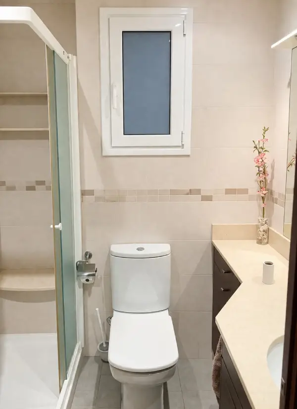 Furnished student room in Eixample Barcelona with private bathroom desk and built-in wardrobe