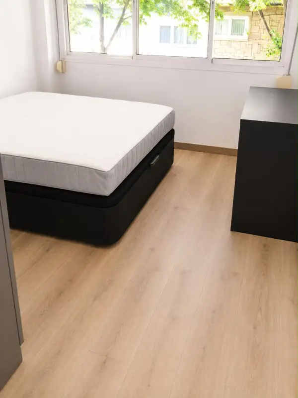Furnished student room in Eixample Barcelona with private bathroom desk and built-in wardrobe