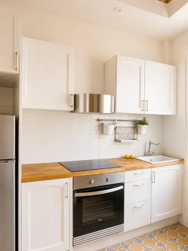 Fully furnished student studio apartment in Eixample Barcelona near Entença Metro with equipped kitchen