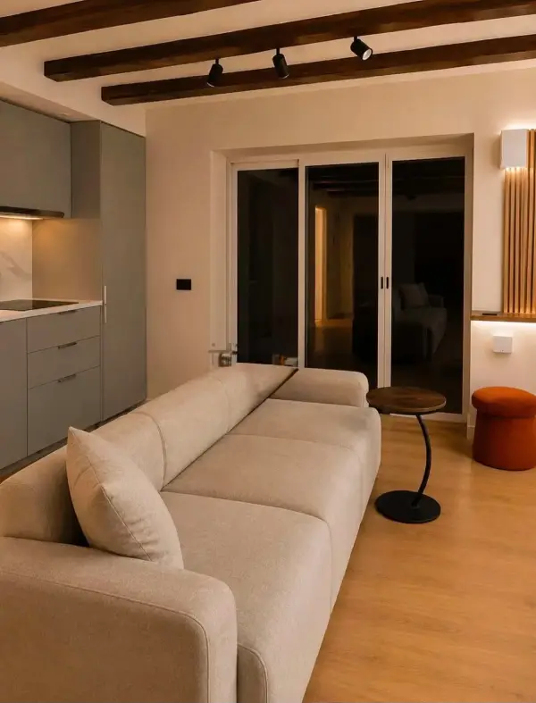 Modern one-bedroom apartment in Eixample Barcelona with private terrace, air conditioning, and fully equipped kitchen